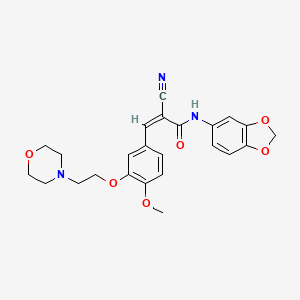 molecular formula C24H25N3O6 B4786971 N-1,3-benzodioxol-5-yl-2-cyano-3-{4-methoxy-3-[2-(4-morpholinyl)ethoxy]phenyl}acrylamide 