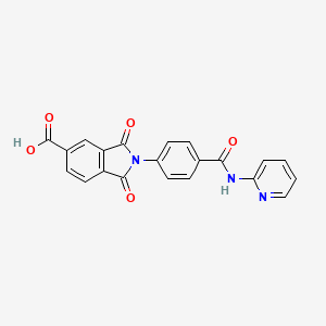 molecular formula C21H13N3O5 B4787084 1,3-dioxo-2-{4-[(2-pyridinylamino)carbonyl]phenyl}-5-isoindolinecarboxylic acid 