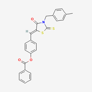 molecular formula C25H19NO3S2 B4787187 4-{[3-(4-methylbenzyl)-4-oxo-2-thioxo-1,3-thiazolidin-5-ylidene]methyl}phenyl benzoate 