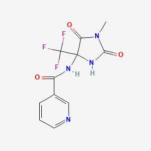 molecular formula C11H9F3N4O3 B4787286 N-[1-methyl-2,5-dioxo-4-(trifluoromethyl)-4-imidazolidinyl]nicotinamide 