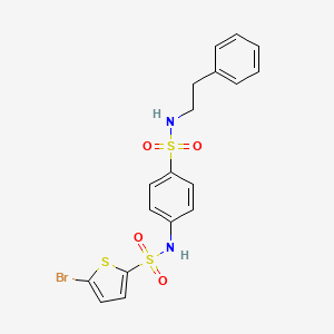 molecular formula C18H17BrN2O4S3 B4787316 5-bromo-N-(4-{[(2-phenylethyl)amino]sulfonyl}phenyl)-2-thiophenesulfonamide 