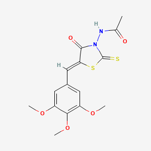 molecular formula C15H16N2O5S2 B4787327 N-[4-oxo-2-thioxo-5-(3,4,5-trimethoxybenzylidene)-1,3-thiazolidin-3-yl]acetamide 