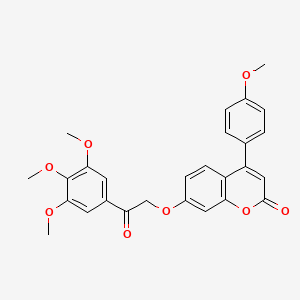 molecular formula C27H24O8 B4787417 4-(4-methoxyphenyl)-7-[2-oxo-2-(3,4,5-trimethoxyphenyl)ethoxy]-2H-chromen-2-one 