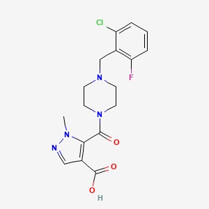 molecular formula C17H18ClFN4O3 B4787420 5-{[4-(2-chloro-6-fluorobenzyl)-1-piperazinyl]carbonyl}-1-methyl-1H-pyrazole-4-carboxylic acid 