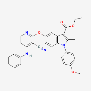 ethyl 5-[(4-anilino-3-cyano-2-pyridinyl)oxy]-1-(4-methoxyphenyl)-2-methyl-1H-indole-3-carboxylate