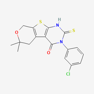 molecular formula C17H15ClN2O2S2 B4787460 3-(3-chlorophenyl)-2-mercapto-6,6-dimethyl-3,5,6,8-tetrahydro-4H-pyrano[4',3':4,5]thieno[2,3-d]pyrimidin-4-one 