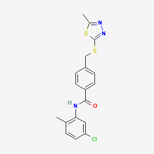 molecular formula C18H16ClN3OS2 B4787469 N-(5-chloro-2-methylphenyl)-4-{[(5-methyl-1,3,4-thiadiazol-2-yl)thio]methyl}benzamide 