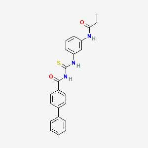 molecular formula C23H21N3O2S B4787541 N-({[3-(propionylamino)phenyl]amino}carbonothioyl)-4-biphenylcarboxamide 