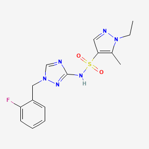 molecular formula C15H17FN6O2S B4787578 1-ethyl-N-[1-(2-fluorobenzyl)-1H-1,2,4-triazol-3-yl]-5-methyl-1H-pyrazole-4-sulfonamide 