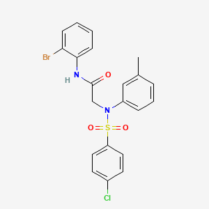 molecular formula C21H18BrClN2O3S B4787587 N~1~-(2-bromophenyl)-N~2~-[(4-chlorophenyl)sulfonyl]-N~2~-(3-methylphenyl)glycinamide 