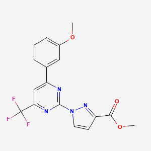 molecular formula C17H13F3N4O3 B4787710 methyl 1-[4-(3-methoxyphenyl)-6-(trifluoromethyl)-2-pyrimidinyl]-1H-pyrazole-3-carboxylate 