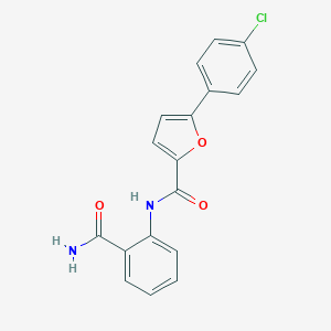 molecular formula C18H13ClN2O3 B478784 N-[2-(aminocarbonyl)phenyl]-5-(4-chlorophenyl)-2-furamide CAS No. 530131-53-4