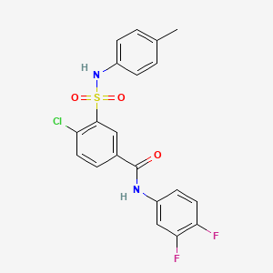 molecular formula C20H15ClF2N2O3S B4787868 4-chloro-N-(3,4-difluorophenyl)-3-{[(4-methylphenyl)amino]sulfonyl}benzamide 