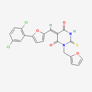 molecular formula C20H12Cl2N2O4S B4787881 5-{[5-(2,5-dichlorophenyl)-2-furyl]methylene}-1-(2-furylmethyl)-2-thioxodihydro-4,6(1H,5H)-pyrimidinedione 