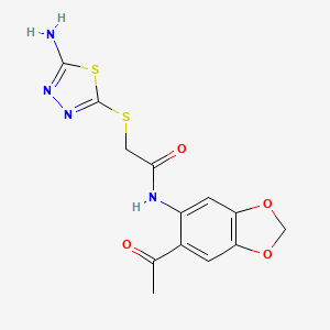 N-(6-acetyl-1,3-benzodioxol-5-yl)-2-[(5-amino-1,3,4-thiadiazol-2-yl)thio]acetamide