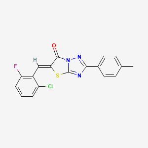 (5Z)-5-[(2-CHLORO-6-FLUOROPHENYL)METHYLIDENE]-2-(4-METHYLPHENYL)-5H,6H-[1,2,4]TRIAZOLO[3,2-B][1,3]THIAZOL-6-ONE