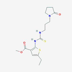 molecular formula C16H23N3O3S2 B4787995 methyl 5-ethyl-2-[({[3-(2-oxo-1-pyrrolidinyl)propyl]amino}carbonothioyl)amino]-3-thiophenecarboxylate 