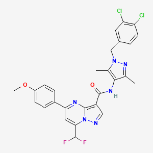 molecular formula C27H22Cl2F2N6O2 B4788040 N-[1-(3,4-dichlorobenzyl)-3,5-dimethyl-1H-pyrazol-4-yl]-7-(difluoromethyl)-5-(4-methoxyphenyl)pyrazolo[1,5-a]pyrimidine-3-carboxamide 