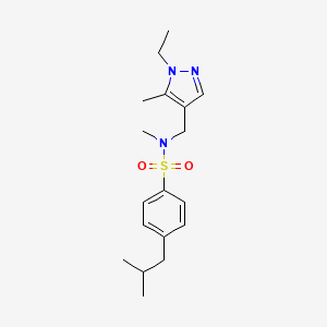 molecular formula C18H27N3O2S B4788080 N-[(1-ethyl-5-methyl-1H-pyrazol-4-yl)methyl]-4-isobutyl-N-methylbenzenesulfonamide 