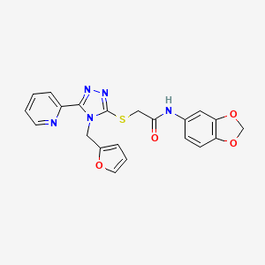 molecular formula C21H17N5O4S B4788107 N-Benzo[1,3]dioxol-5-yl-2-(4-furan-2-ylmethyl-5-pyridin-2-yl-4H-[1,2,4]triazol-3-ylsulfanyl)-acetamide 