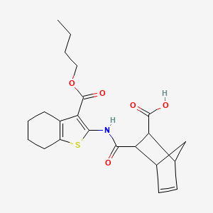 molecular formula C22H27NO5S B4788149 3-({[3-(butoxycarbonyl)-4,5,6,7-tetrahydro-1-benzothien-2-yl]amino}carbonyl)bicyclo[2.2.1]hept-5-ene-2-carboxylic acid 