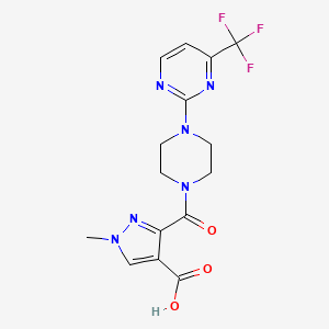 molecular formula C15H15F3N6O3 B4788187 1-methyl-3-({4-[4-(trifluoromethyl)-2-pyrimidinyl]-1-piperazinyl}carbonyl)-1H-pyrazole-4-carboxylic acid 