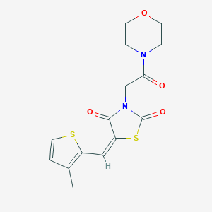 molecular formula C15H16N2O4S2 B478823 5-[(3-Methyl-2-thienyl)methylene]-3-[2-(4-morpholinyl)-2-oxoethyl]-1,3-thiazolidine-2,4-dione CAS No. 1164537-14-7