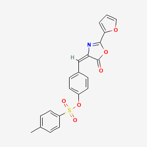 molecular formula C21H15NO6S B4788256 [4-[(E)-[2-(furan-2-yl)-5-oxo-1,3-oxazol-4-ylidene]methyl]phenyl] 4-methylbenzenesulfonate 