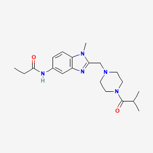 molecular formula C20H29N5O2 B4788301 N-{2-[(4-isobutyryl-1-piperazinyl)methyl]-1-methyl-1H-benzimidazol-5-yl}propanamide 