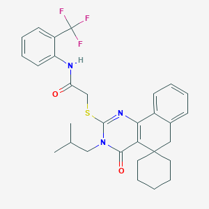 molecular formula C30H32F3N3O2S B4788308 2-[(3-isobutyl-4-oxo-4,6-dihydro-3H-spiro[benzo[h]quinazoline-5,1'-cyclohexan]-2-yl)thio]-N-[2-(trifluoromethyl)phenyl]acetamide 