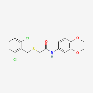 molecular formula C17H15Cl2NO3S B4788316 2-[(2,6-dichlorobenzyl)thio]-N-(2,3-dihydro-1,4-benzodioxin-6-yl)acetamide 