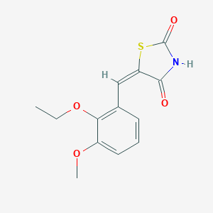 molecular formula C13H13NO4S B478846 (5E)-5-(2-ethoxy-3-methoxybenzylidene)-1,3-thiazolidine-2,4-dione CAS No. 591745-01-6
