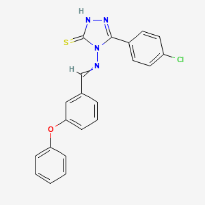 molecular formula C21H15ClN4OS B4788504 5-(4-chlorophenyl)-4-[(3-phenoxybenzylidene)amino]-4H-1,2,4-triazole-3-thiol 