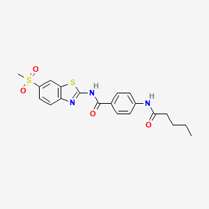 molecular formula C20H21N3O4S2 B4788506 N-[6-(methylsulfonyl)-1,3-benzothiazol-2-yl]-4-(pentanoylamino)benzamide 