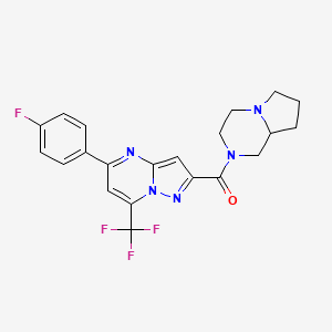 molecular formula C21H19F4N5O B4788517 5-(4-fluorophenyl)-2-(hexahydropyrrolo[1,2-a]pyrazin-2(1H)-ylcarbonyl)-7-(trifluoromethyl)pyrazolo[1,5-a]pyrimidine 