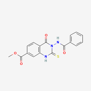 methyl 3-(benzoylamino)-4-oxo-2-thioxo-1,2,3,4-tetrahydro-7-quinazolinecarboxylate