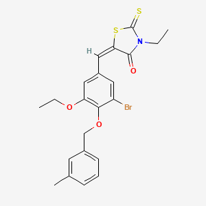 molecular formula C22H22BrNO3S2 B4788595 5-{3-bromo-5-ethoxy-4-[(3-methylbenzyl)oxy]benzylidene}-3-ethyl-2-thioxo-1,3-thiazolidin-4-one 