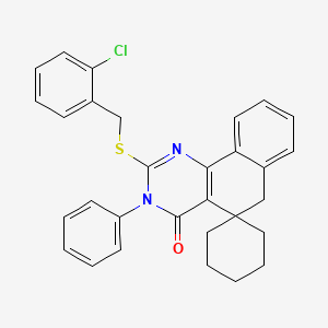 molecular formula C30H27ClN2OS B4788618 2-[(2-chlorobenzyl)thio]-3-phenyl-3H-spiro[benzo[h]quinazoline-5,1'-cyclohexan]-4(6H)-one 