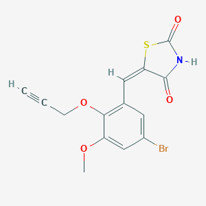 molecular formula C14H10BrNO4S B478864 (5E)-5-[5-bromo-3-methoxy-2-(prop-2-yn-1-yloxy)benzylidene]-1,3-thiazolidine-2,4-dione CAS No. 591745-14-1
