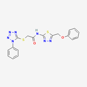 N-[5-(phenoxymethyl)-1,3,4-thiadiazol-2-yl]-2-[(1-phenyl-1H-tetrazol-5-yl)thio]acetamide