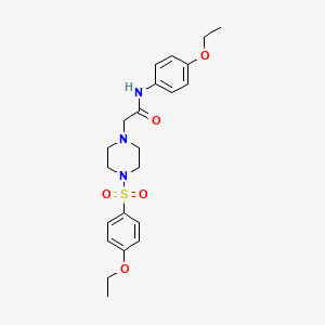 molecular formula C22H29N3O5S B4788679 N-(4-ethoxyphenyl)-2-{4-[(4-ethoxyphenyl)sulfonyl]-1-piperazinyl}acetamide 