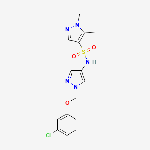 molecular formula C15H16ClN5O3S B4788703 N-{1-[(3-chlorophenoxy)methyl]-1H-pyrazol-4-yl}-1,5-dimethyl-1H-pyrazole-4-sulfonamide 