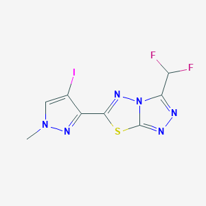 molecular formula C8H5F2IN6S B4788704 3-(difluoromethyl)-6-(4-iodo-1-methyl-1H-pyrazol-3-yl)[1,2,4]triazolo[3,4-b][1,3,4]thiadiazole 