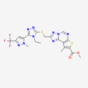 methyl 2-[({4-ethyl-5-[1-methyl-3-(trifluoromethyl)-1H-pyrazol-5-yl]-4H-1,2,4-triazol-3-yl}thio)methyl]-9-methylthieno[3,2-e][1,2,4]triazolo[1,5-c]pyrimidine-8-carboxylate