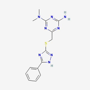 N,N-dimethyl-6-{[(5-phenyl-4H-1,2,4-triazol-3-yl)thio]methyl}-1,3,5-triazine-2,4-diamine