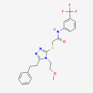 molecular formula C22H23F3N4O2S B4788890 2-{[4-(2-methoxyethyl)-5-(2-phenylethyl)-4H-1,2,4-triazol-3-yl]thio}-N-[3-(trifluoromethyl)phenyl]acetamide 