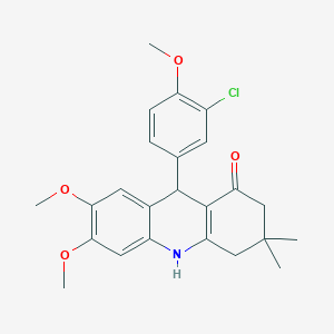 molecular formula C24H26ClNO4 B4788903 9-(3-chloro-4-methoxyphenyl)-6,7-dimethoxy-3,3-dimethyl-3,4,9,10-tetrahydro-1(2H)-acridinone 