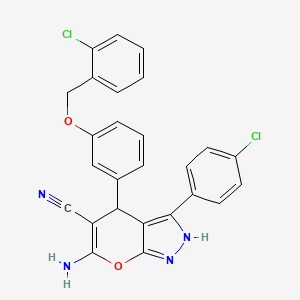 6-amino-4-{3-[(2-chlorobenzyl)oxy]phenyl}-3-(4-chlorophenyl)-1,4-dihydropyrano[2,3-c]pyrazole-5-carbonitrile