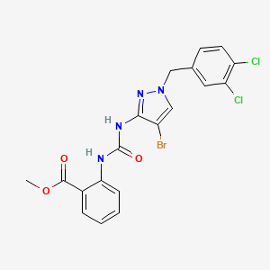 molecular formula C19H15BrCl2N4O3 B4788951 methyl 2-[({[4-bromo-1-(3,4-dichlorobenzyl)-1H-pyrazol-3-yl]amino}carbonyl)amino]benzoate 