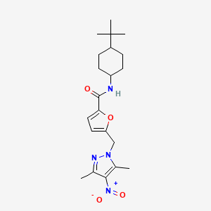 molecular formula C21H30N4O4 B4788984 N-(4-tert-butylcyclohexyl)-5-[(3,5-dimethyl-4-nitro-1H-pyrazol-1-yl)methyl]-2-furamide 